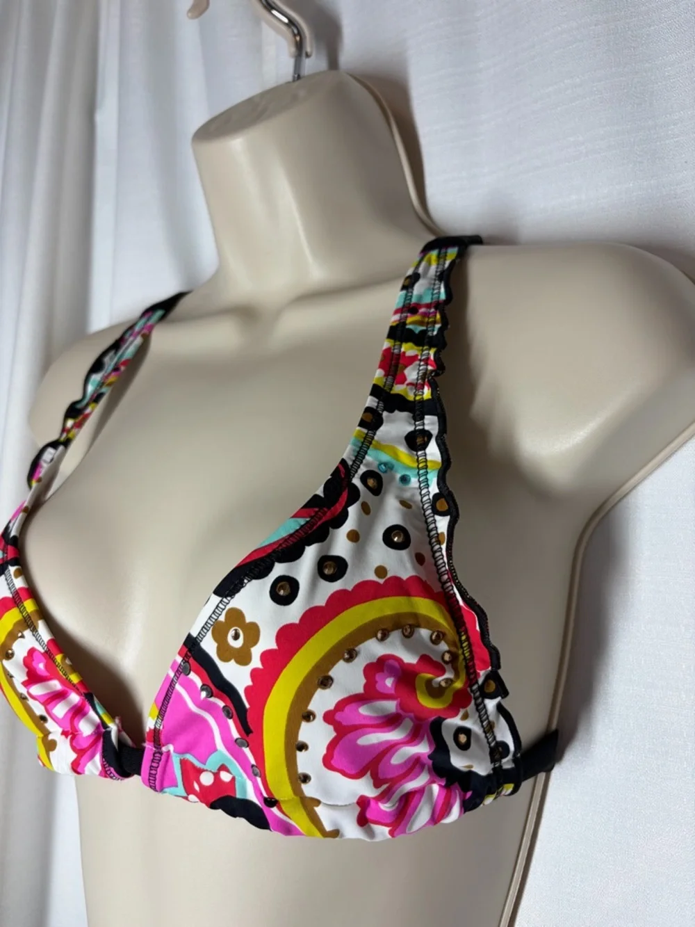 Cosita Linda Bikini 2 Pc Boho Paisley Rhinestone Embellished Ruffle Retro Y2K S - Picture 4 of 11